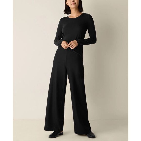 Eileen Fisher $268 Felted Wool Jersey Wide-Leg Pant Regenerative Wool M - Picture 1 of 12